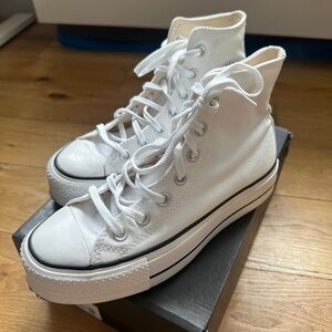 White Converse Platform High Tops
